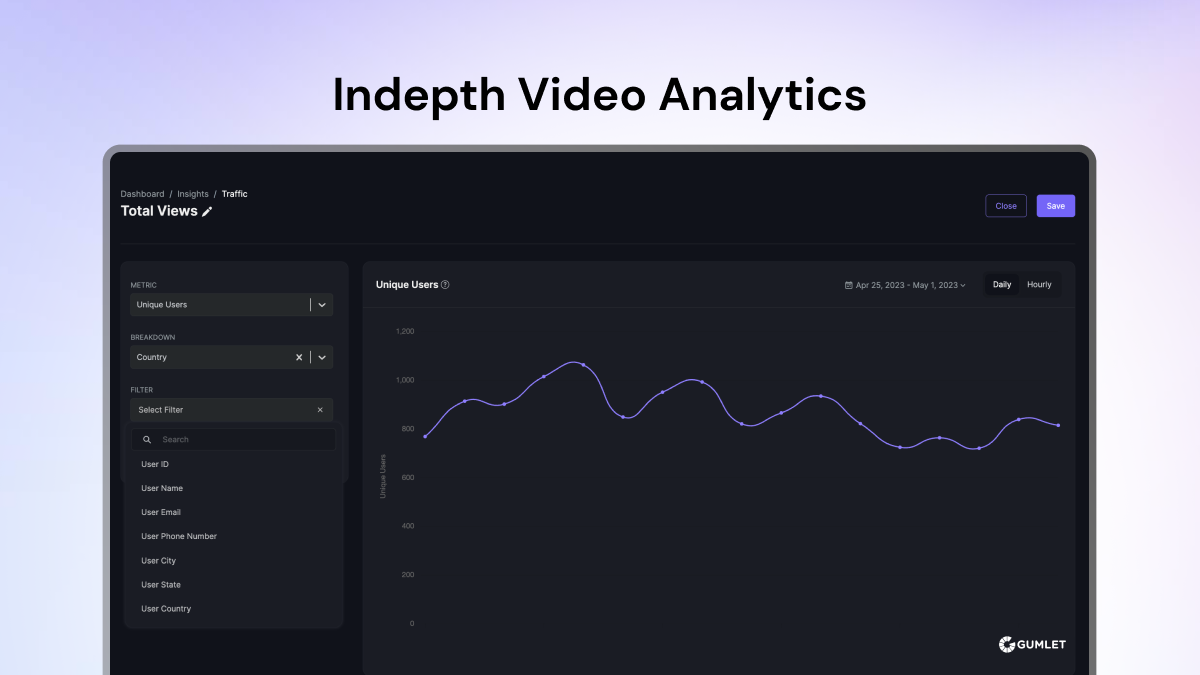 Video analytics dashboard